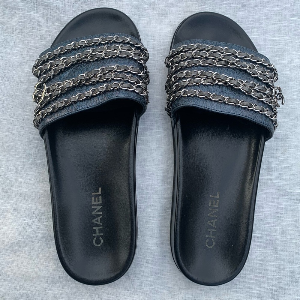 Chanel Chain Sliders Sandals